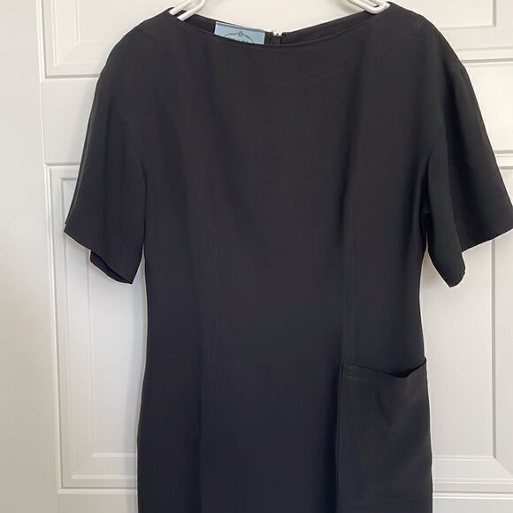 Prada Black Short Sleeve Bateau Neck Dress - Picture 3 of 7